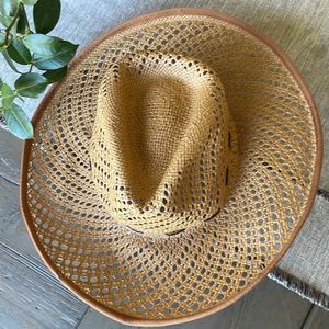 Anthropologie Open Weave Rancher Hat Neutral NWT